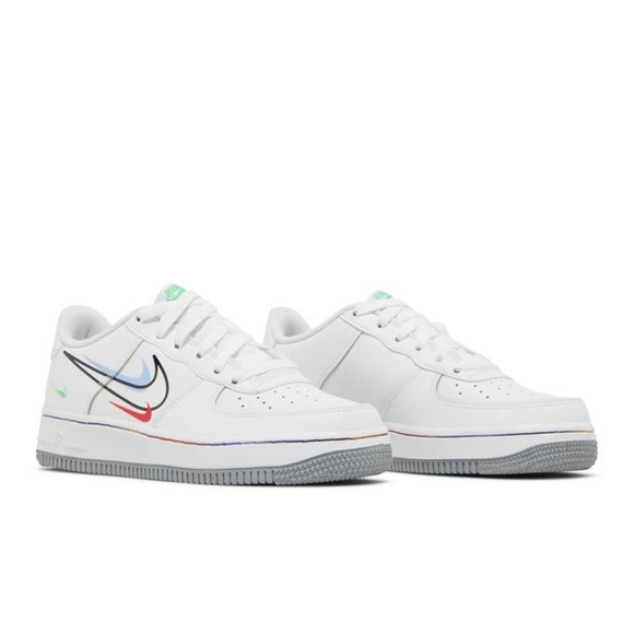 Nike Air Force 1 Low WMNS White/LT Green Spark-Aluminum  Multi Swoosh - Picture 3 of 16